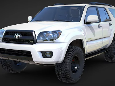 White Toyota Off Road SUV With Rugged Tires And V6 Engine Design 3d model