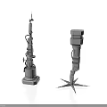 Industrial Mechanical Equipment With Metal Support Base And Extended Arm Structures 3d model