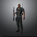 Black Vest Blue Short Sleeve Shirt And Black Pants With Tactical Shoes For Daily Living