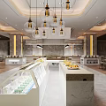 Modern Restaurant Interior With Wooden Ceiling Hanging Pendant Lights And Neatly Arranged Dining Tables