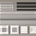 Different Types of Air Conditioner Vents with Rectangular and Square Shapes in White and Gray