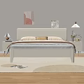Modern Bedroom Interior Design With White Bed Nightstand Lamp Wall Art Curtains And Rug