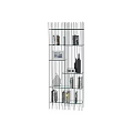 Modern Metal Frame Storage Shelving Unit With Glass Shelves And Decorative Items