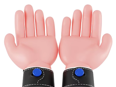 Decorative Ornament Set Featuring Pink Hand Shaped Design With Black Straps And Blue Buttons 3d model