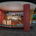 Natural Fuchun River Cultural Center Interior With Landscape Art And Hexagonal Decor