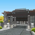 Ancient Architecture Complex With Traditional Courtyards Stone Pathways And Black Tiled Roofs 3d model