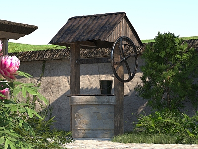 Chinese ancient well Chinese water well 3d model