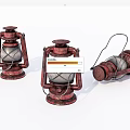 Old portable lamp lantern kerosene lamp 3d model