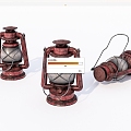 Old portable lamp lantern kerosene lamp 3d model