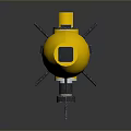 Yellow Underwater Weapon Torpedo With Streamlined Design And Black Tail Components