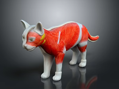Educational Anatomical Cat Model Illustrating Internal Organs And External Hair Features 3d model