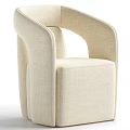 Modern Light Gray Upholstered Accent Chair With Curved Armrest And Comfortable Seat