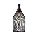 Modern Black Mesh Diamond Pattern Bottle Shaped Pendant Light with Illuminated Bulb 3d model