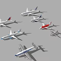 Collection Of Different Airplane Models Including Commercial Jets And Helicopters