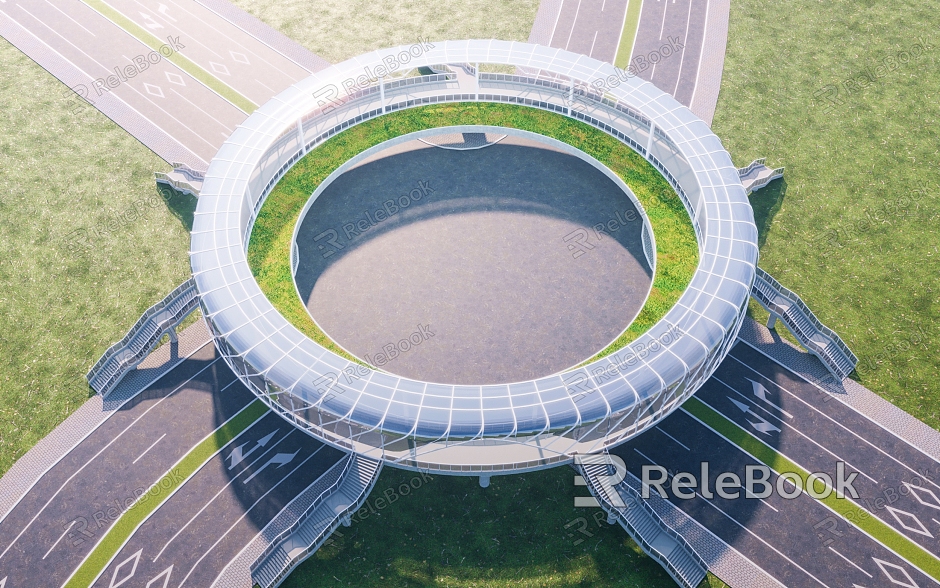 pedestrian overpass circular pedestrian overpass shaped overpass glass overpass model