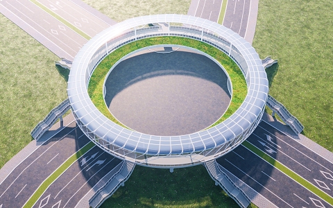 pedestrian overpass circular pedestrian overpass shaped overpass glass overpass 3d model