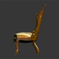 Elegant Classic Carved Dining Chair With Golden Frame Beige Upholstered Seat And Back