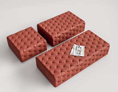 Modern Sofa Stool Leather Low Tread Combination 3d model