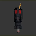 Tactical Military Style Grenade Weapon With Black Body Red Accents And Yellow Fuse