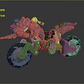 Intricate Futuristic Motorcycle With Decorative Metallic Finish Blue Brown Accents And Detailed Wheels