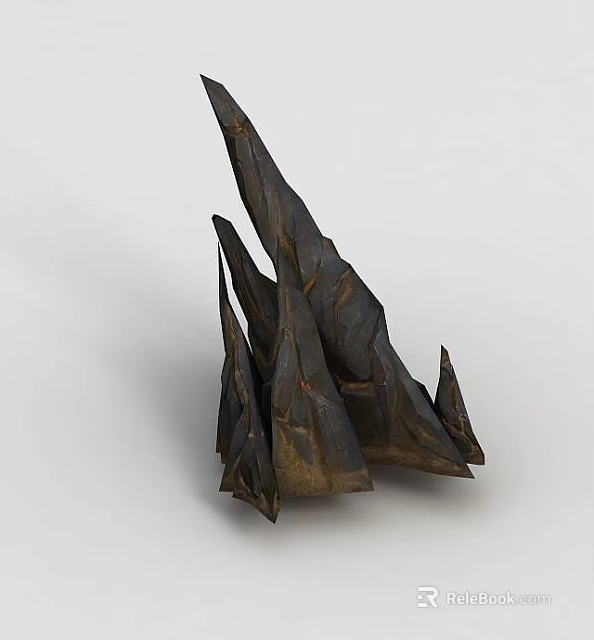 Tech Exhibition Hall Showcasing Dark Textured Sculptural Installation with Unique Structure 3d model 