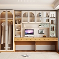 Wardrobe Desk Wardrobe Desk Integrated Wardrobe Desk Combination Desk Bookcase Wardrobe 3d model