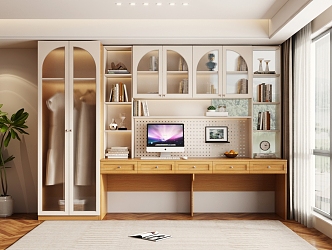 Wardrobe Desk Wardrobe Desk Integrated Wardrobe Desk Combination Desk Bookcase Wardrobe 3d model