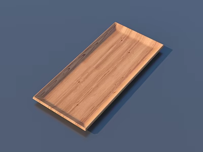 Rustic Wooden Kitchen Serving Tray With Smooth Surface And Rectangular Shape 3d model
