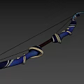 Blue Decorative Longbow With Gold Accents White String And Traditional Design