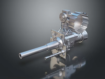 Silver Metal Mechanical Component Industrial Design With Reflective Surface And Black Background 3d model
