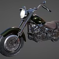 Classic Vintage Motorcycle With Green Body Leather Seat And Chrome Headlight Design