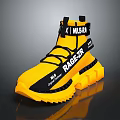 Yellow High Top Sneakers With Black Straps Dynamic RAGE-ZR MILBAR Branding And Chunky Sole Design