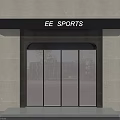 EE SPORTS Store Modern Entrance With Glass Doors And Branded Signage