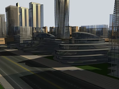 Modern High Rise Residential Buildings With Glass Facade In Urban Cityscape 3d model