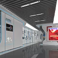 Exhibition Booth 3D Layout Design With Curved Structures Display Areas And Reception Counter 3d model