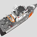Coast Guard Yacht With Orange And White Stripes And Navigation Equipment