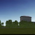 Modern Linhai City Hospital Building Exterior With Greenery Trees Road Vehicles And Pedestrians