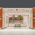 Shopping Mall Sweet Shop Interior With Shelves Displayed Sweets And Counter Design