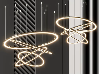 Modern Circular Chandelier With LED Light Rings And Intertwined Hanging Design 3d model