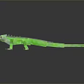 Green Pixel Art Reptile Creature With Block Design And Shiny Green Surface