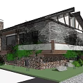 Charming Guesthouse Building With Stone Walls Wooden Roof Balcony And Greenery