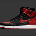High Top Black Red Nike Swoosh Shoes With White Sole And Leather Upper