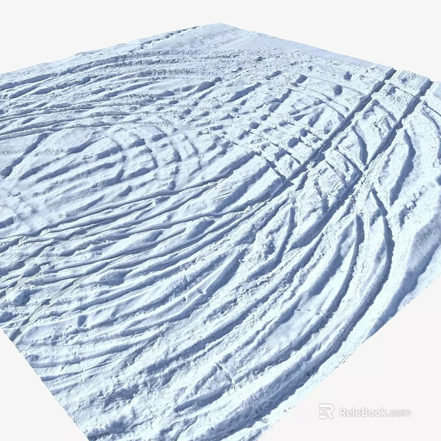 Snow Covered Ground With Intricate Footprints And Swirl Patterns 3d model 