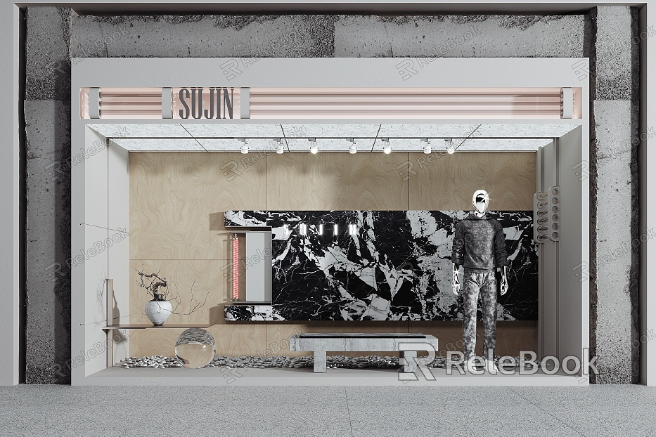 Industrial Fashion Brand Shop Window Shop Window Meichen Men's Wear Shop Door Facade Shop Signs Model Booth model