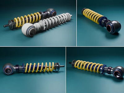 Industrial Equipment Shock Absorbers With Yellow Coil Springs And Metal Components 3d model