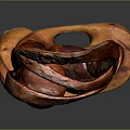 Artistic Wooden Sculpture Carving With Curved Lines Abstract Form And Stable Base