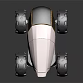 Futuristic Exploration Rover With Large Rugged Wheels And Metallic Geometric Body Design