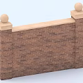 Traditional Style Building Exterior Wall With Brown Brick Columns And Round Finials