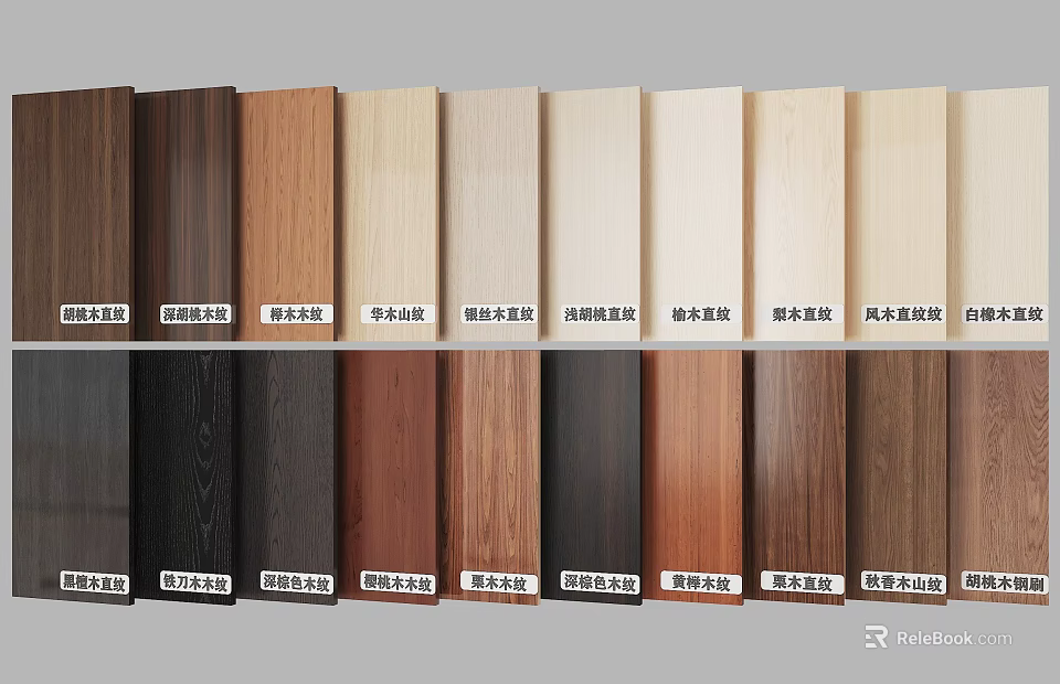 Assorted Wood Samples Showing Different Colors And Textures 3d model 