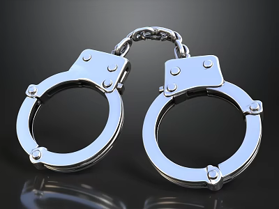 Shiny Silver Metal Handcuffs Isolated On Black Background Close Up 3d model